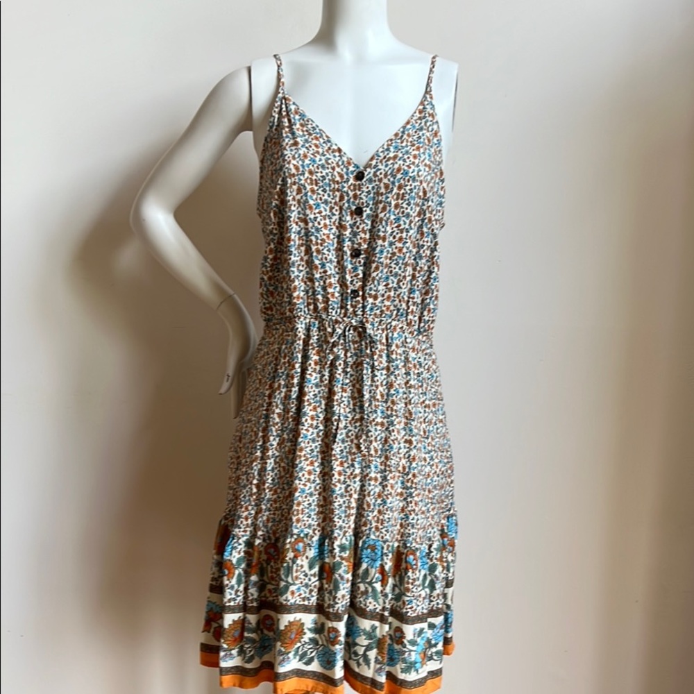 bohemian 80s cottagecore Floral Print Sleeveless Dress